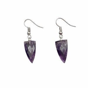 Macy’s Amethyst Arrowhead Drop Earrings Silver Tone NWOT